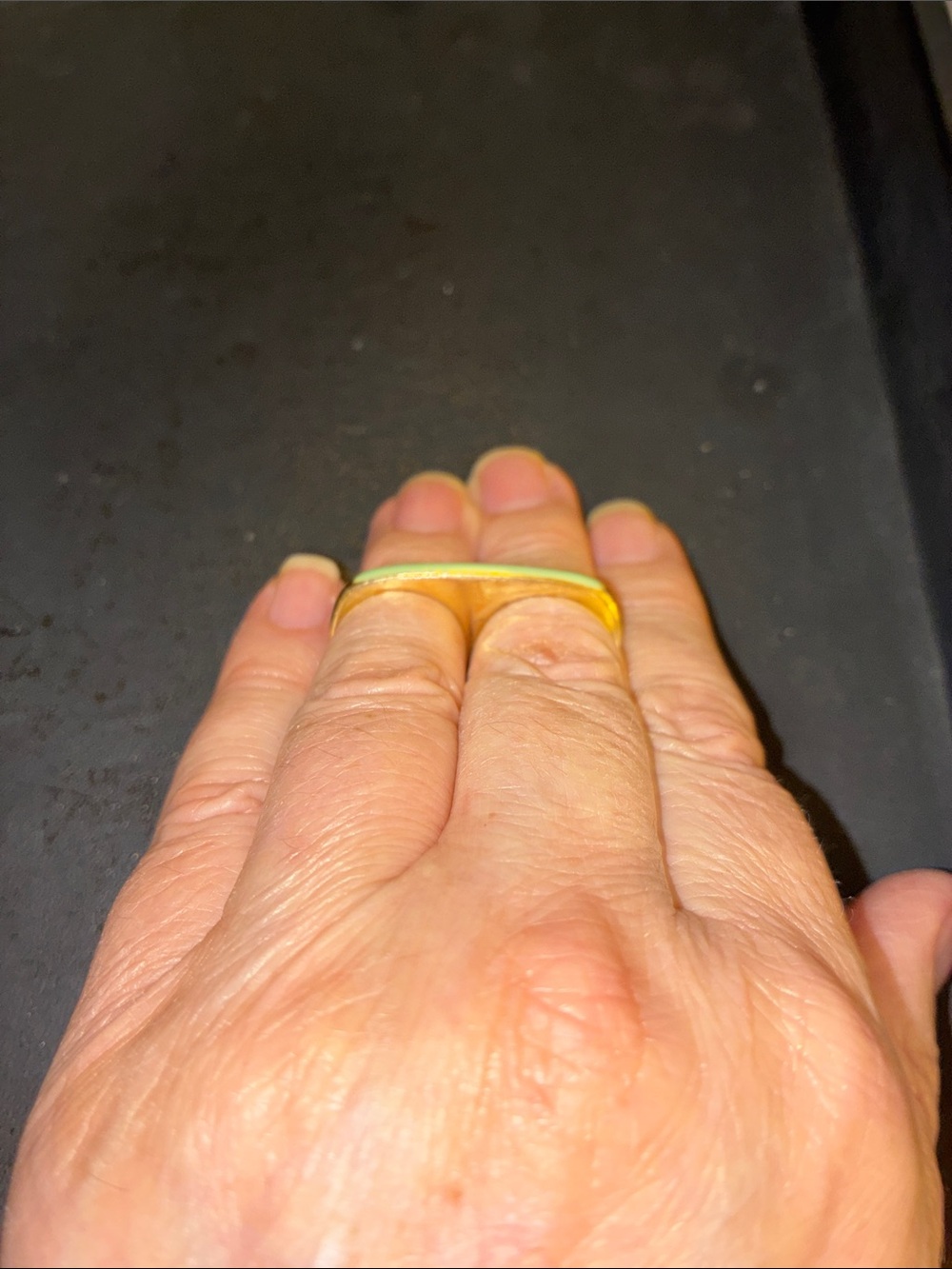 Double Rings with Light Green Enamel Inlay - Picture 5 of 9